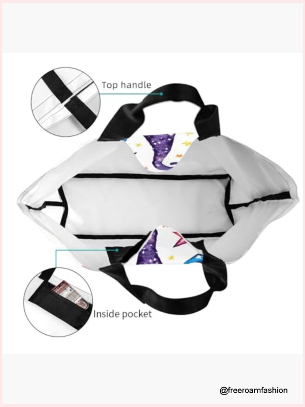 Large Tote Shoulder Bag Durable Water Repellent Polyester Lightweight Daily Use - Picture 5 of 7